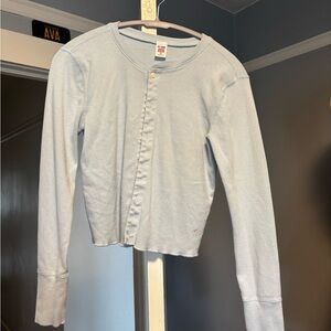 RE/DONE x Hanes Blue Button-Up Shirt